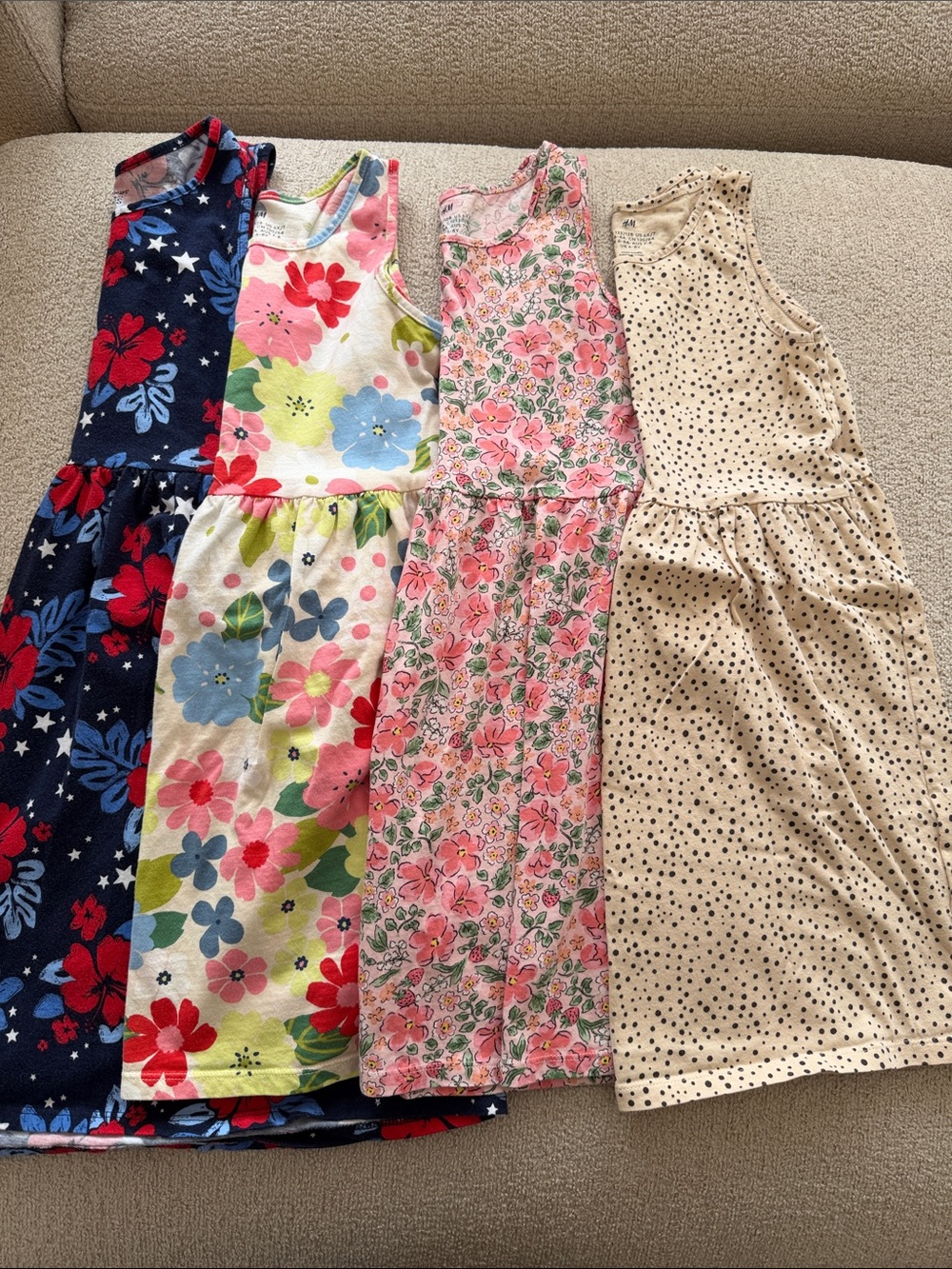 H&M Girls Tank Dress Set - Navy, Multi, Pink, Cream